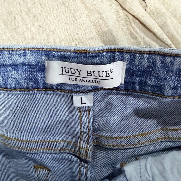 Judy Blue Light Blue Distressed Jean Shorts - Picture 3 of 3